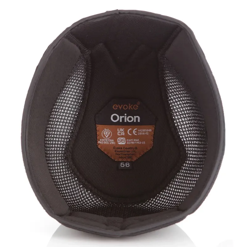 Evoke Orion Removable Padded Riding Helmet Liner - Black