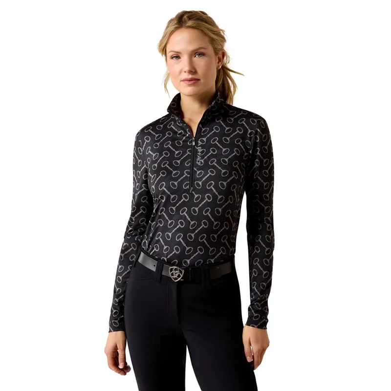 Ariat Lunaveil Women's 1/2 Zip Base Layer - Black French Link Print