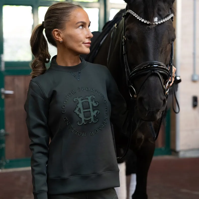 Holland Cooper Cranborne Crystal Women's Crew Sweater - Ivy Green-1