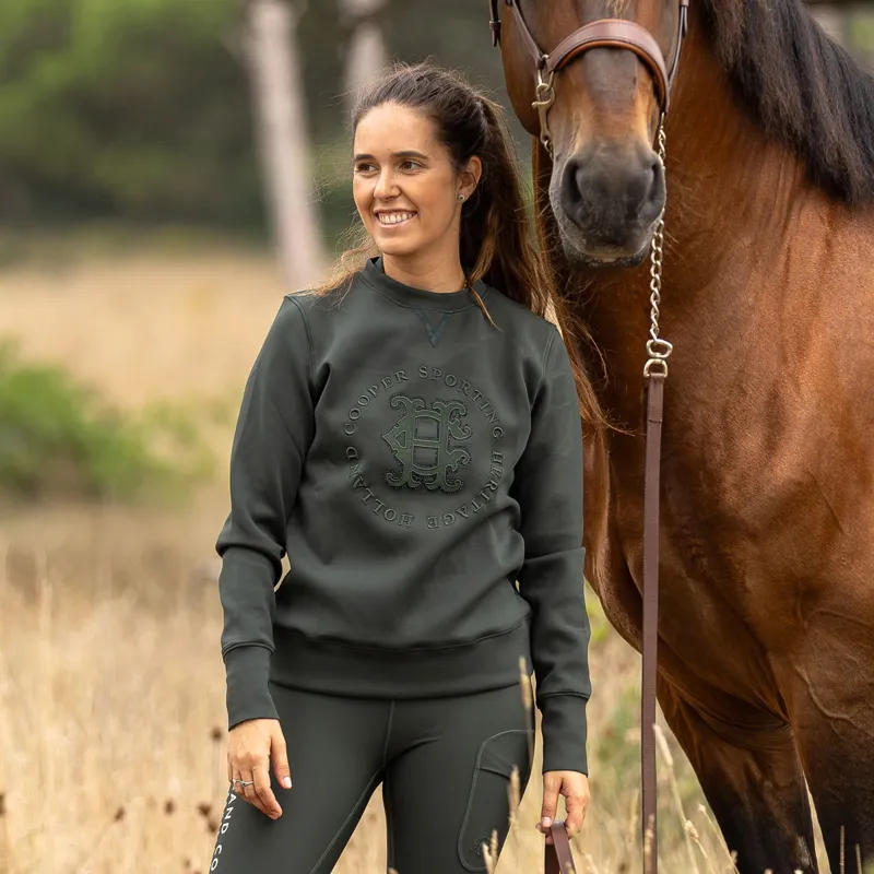 Holland Cooper Cranborne Crystal Women's Crew Sweater - Ivy Green-2