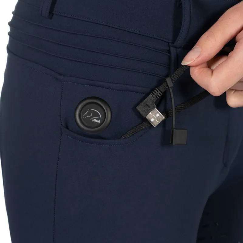 HKM Comfort Full Grip Women's Heated Breeches - Deep Blue-1