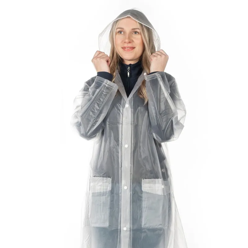HKM Transparent Waterproof Junior Long Rain Coat - Clear-3