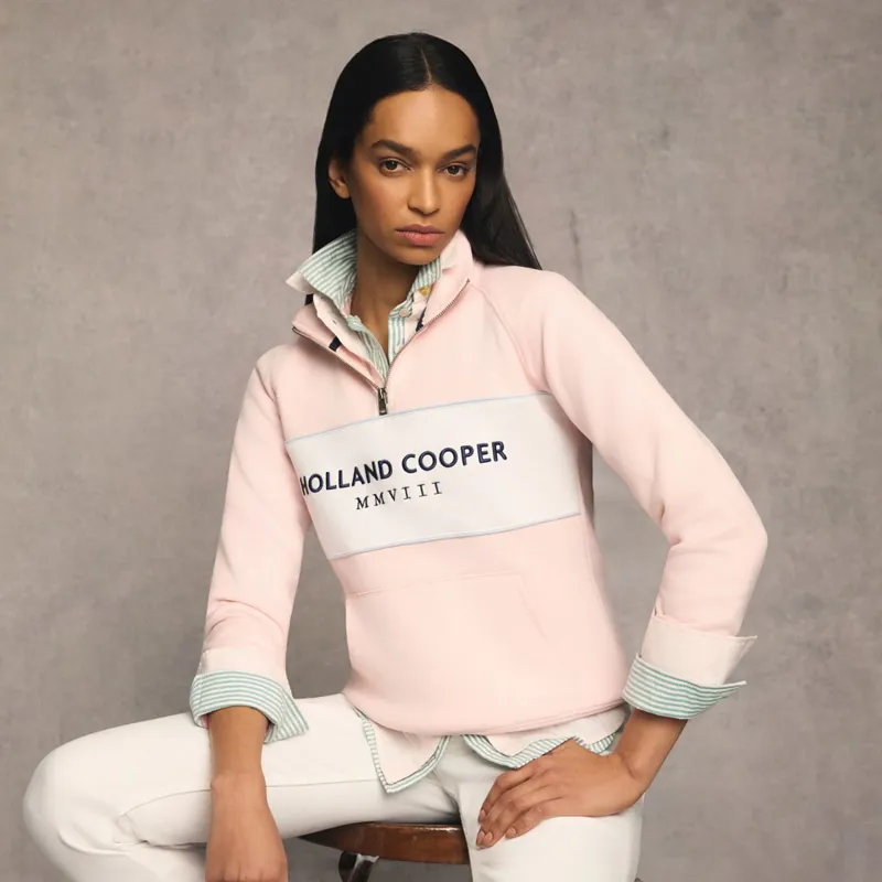 Holland Cooper Henley Women's Quarter Zip - Pink