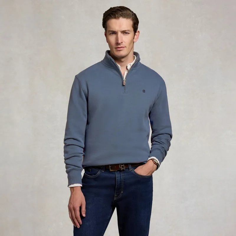 Holland Cooper Classic Men's Quarter Zip Sweatshirt - Denim Blue