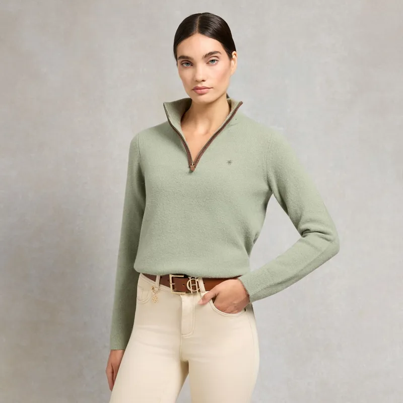 Holland Cooper Country Women's Quarter Zip Knit - Sage