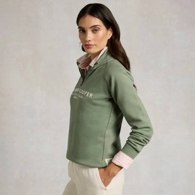 Holland Cooper Sporting Goods Henley Womens Quarter Zip - Sage-3