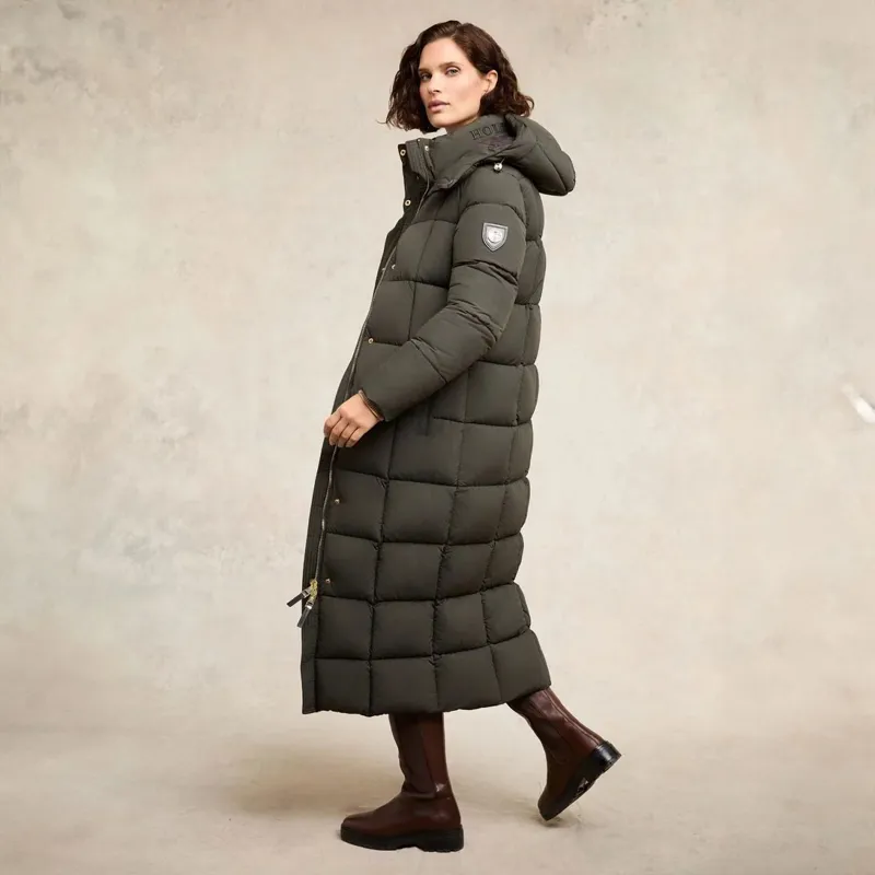 Holland Cooper Carrington Womens Longline Coat - Dark Olive-1