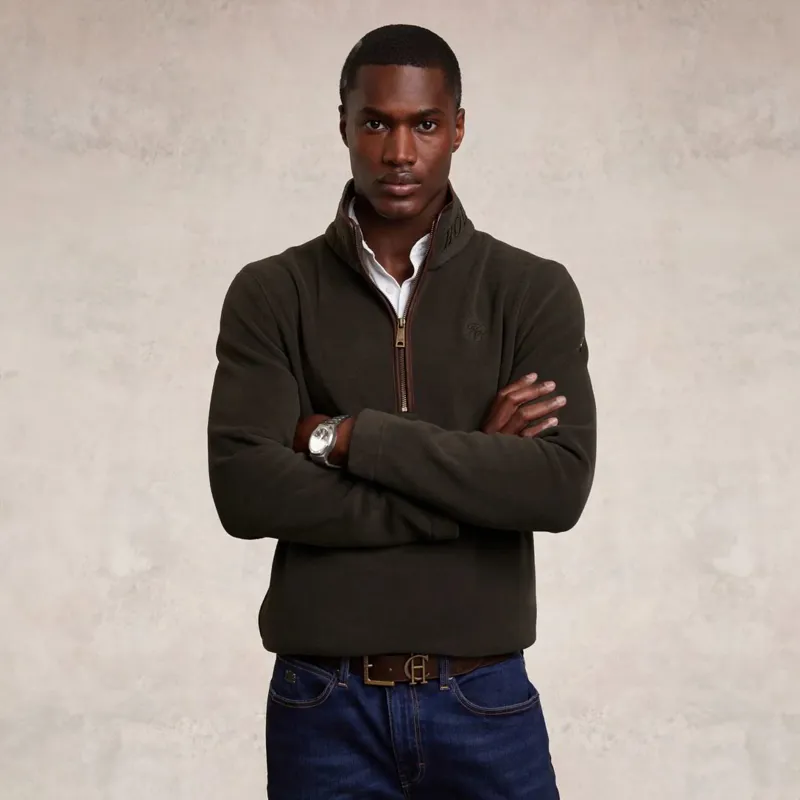 Holland Cooper Country Fleece Mens Quarter Zip Pullover - Khaki