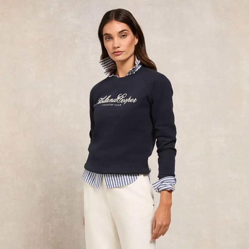 Holland Cooper Country Club Womens Crew Sweatshirt - Ink Navy