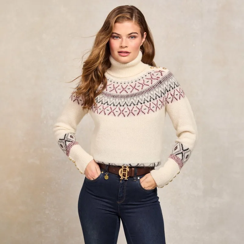 Holland Cooper Fairisle Knit Womens Sweater - Cream