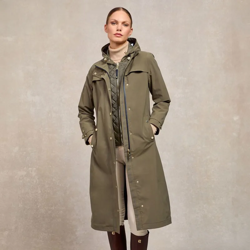 Holland Cooper Folgate Women's Long Waterproof Raincoat - Soft Khaki-2