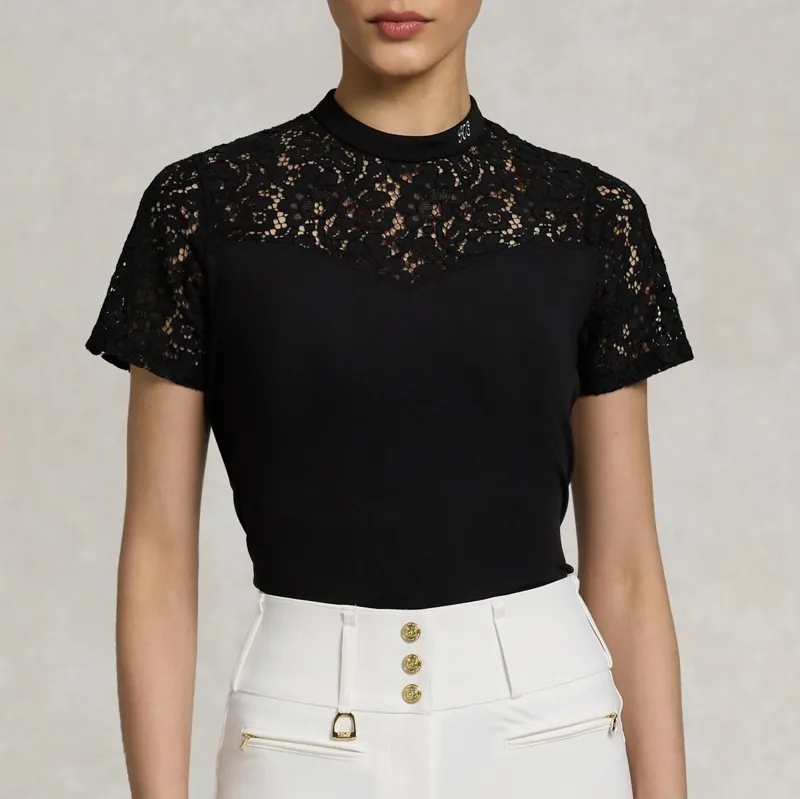Holland Cooper Women's Lace Tee - Black-5