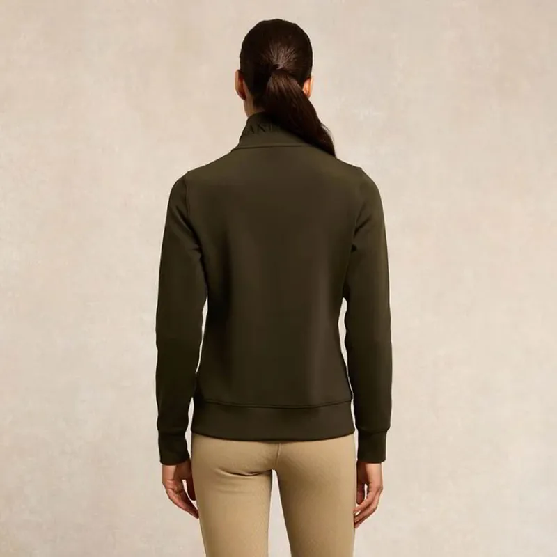 Holland Cooper Training Zip Through Women's Sweat - Dark Olive-1