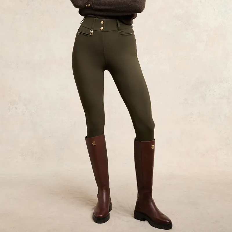 Holland Cooper Contour Womens Pants - Dark Olive