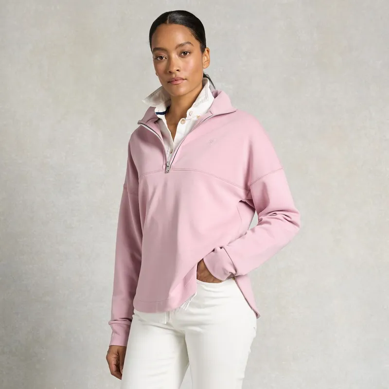 Holland Cooper Windsor Womens Quarter Zip Sweatshirt - Dawn Pink