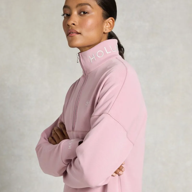 Holland Cooper Windsor Womens Quarter Zip Sweatshirt - Dawn Pink-3