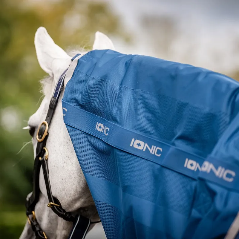Horseware Ionic Mesh Cooler Neck Cover - Imperial Blue/Silver/Navy-4