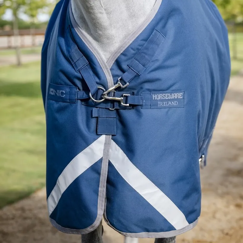 Horseware Ionic 100g Standard Neck Turnout Rug - Imperial Blue/Silver-5
