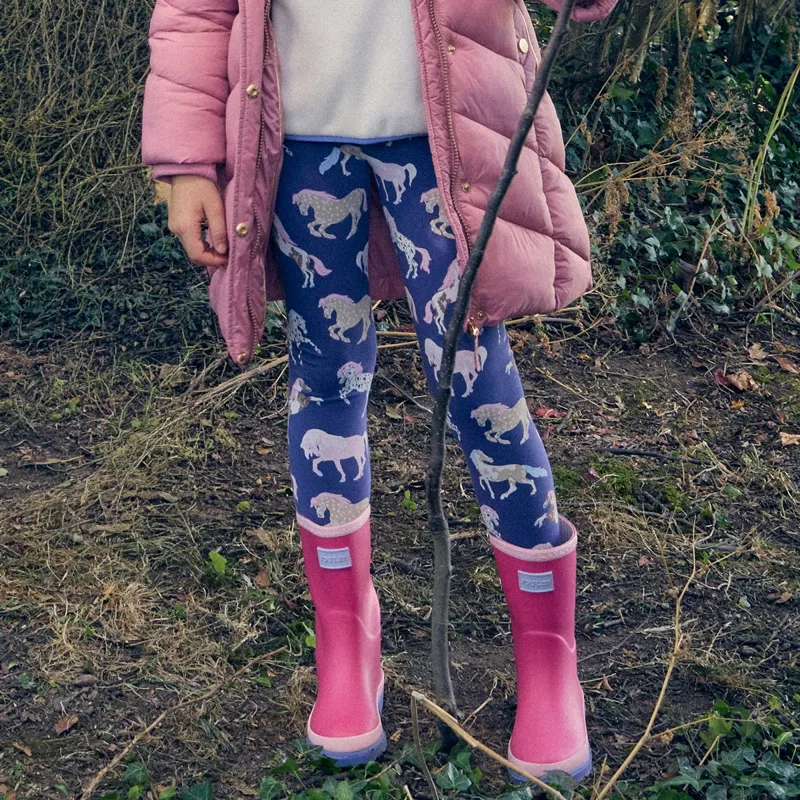 Joules DeeDee Junior Girls Jersey Leggings - Navy/Horse Print-4