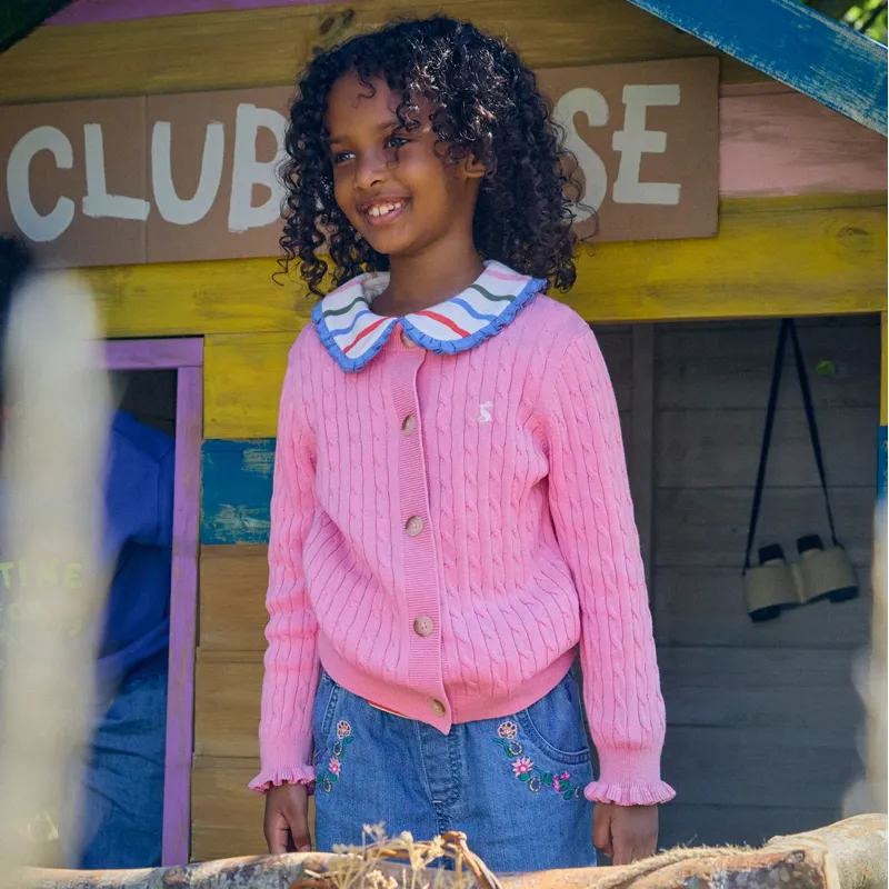 Joules Mallory Girls Cable Cardigan - Pink-4