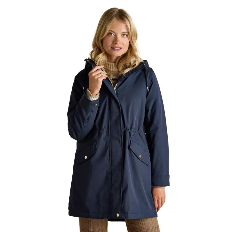 Joules Portwell Cosy Women's Fleece Lined Waterproof Rain Coat - Navy