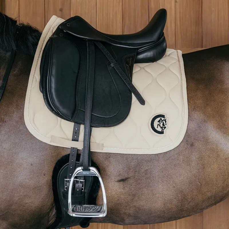Kentucky 3D Logo Wave Dressage Saddle Pad - Beige-1