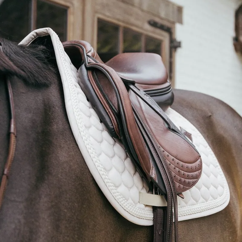 Kentucky Plaited Cord Jumping Saddle Pad - Beige-4
