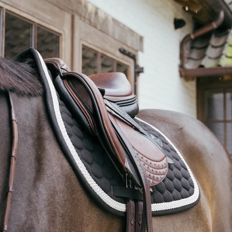 Kentucky Plaited Cord Jumping Saddle Pad - Black-2