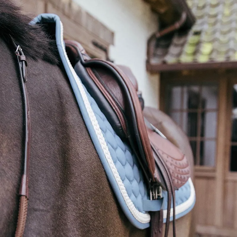 Kentucky Plaited Cord Jumping Saddle Pad - Light Blue-2