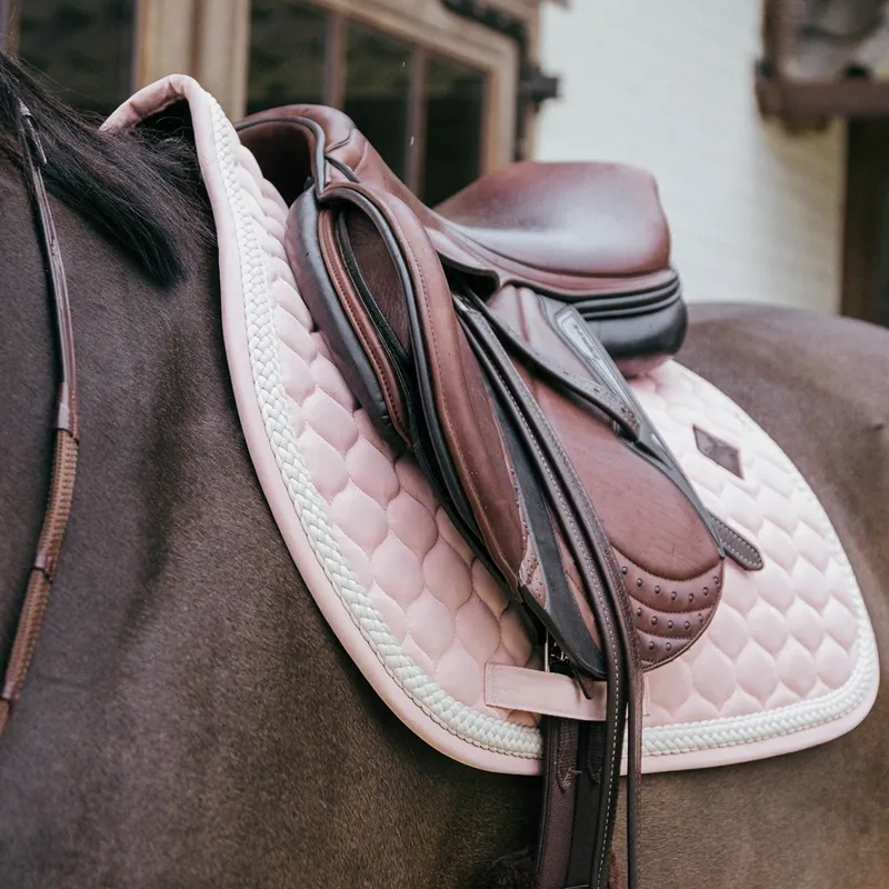 Kentucky Plaited Cord Jumping Saddle Pad - Light Rose-3
