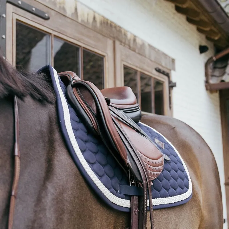 Kentucky Plaited Cord Jumping Saddle Pad - Navy-2