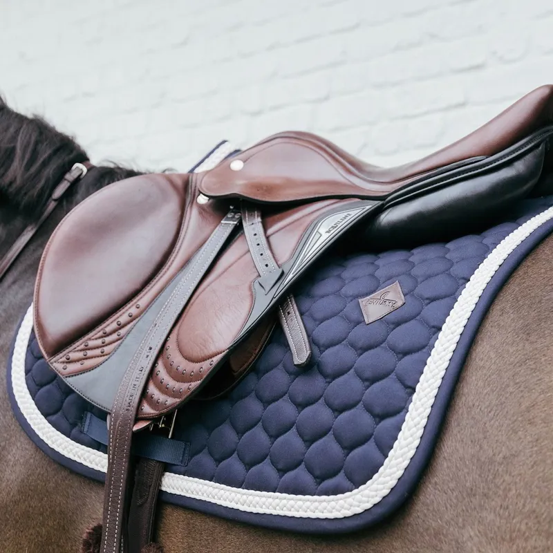 Kentucky Plaited Cord Jumping Saddle Pad - Navy-3