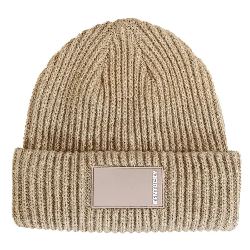 Kentucky Rubber Logo Beanie Hat - Beige