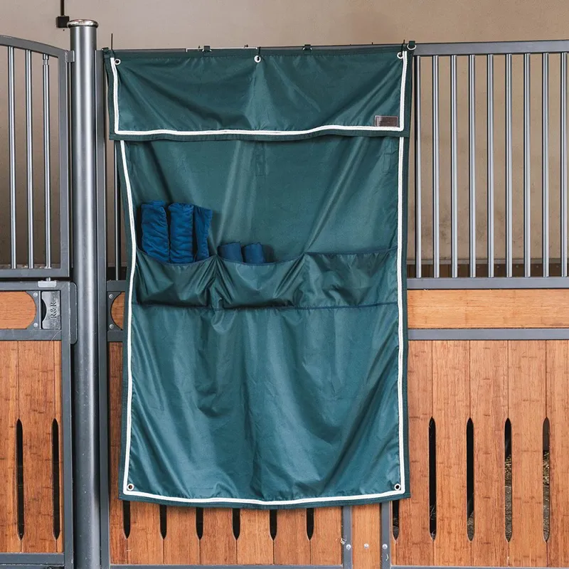 Kentucky Waterproof Classic Stable Curtain with Pockets - Dark Green-3