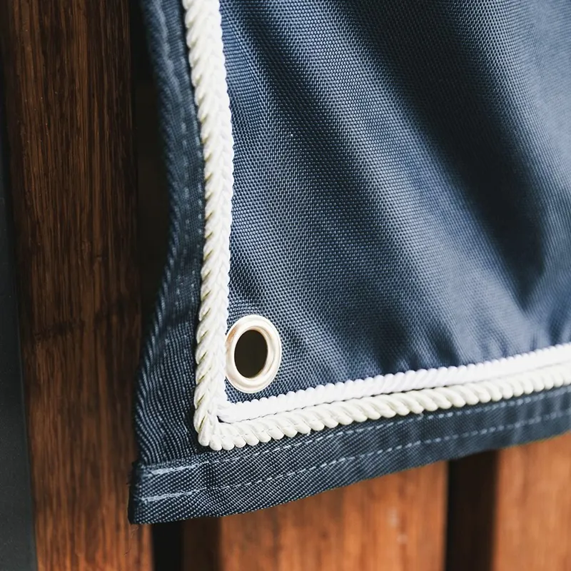 Kentucky Waterproof Classic Stable Curtain with Pockets - Navy-2