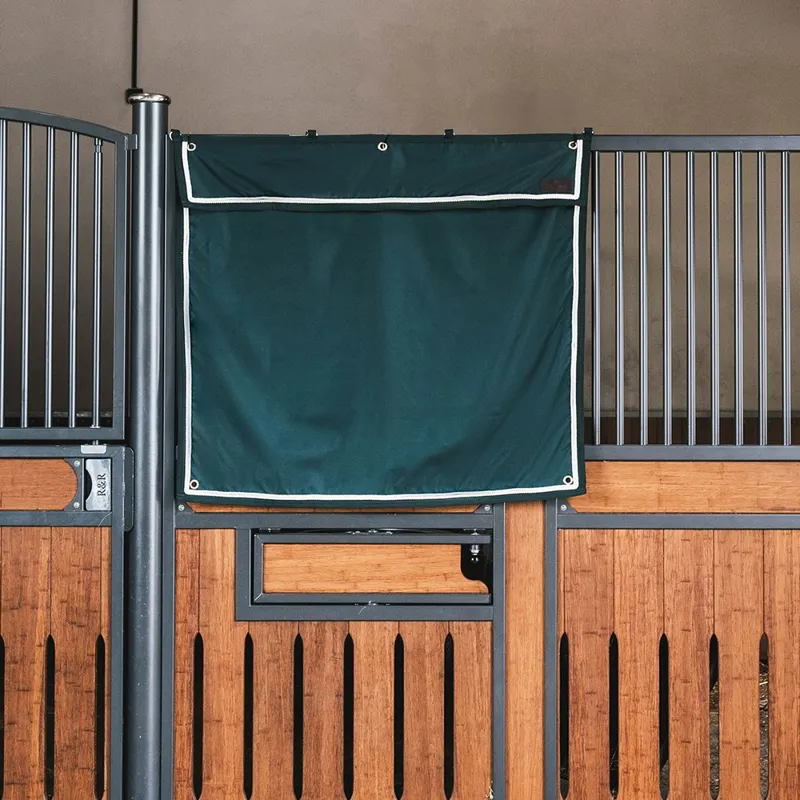 Kentucky Waterproof Short Stable Curtain-Dark Green/Gold/Cream