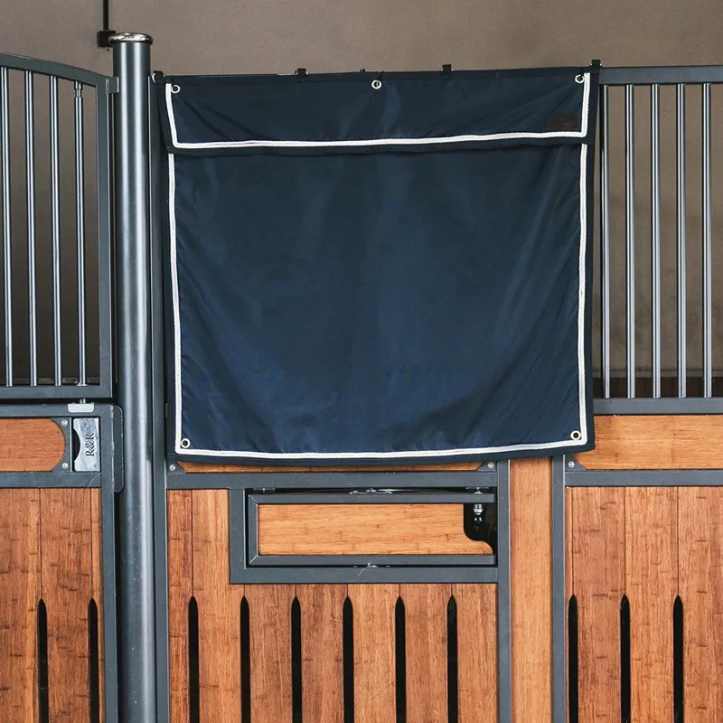 Kentucky Waterproof Short Classic Stable Curtain - Navy/Silver/White