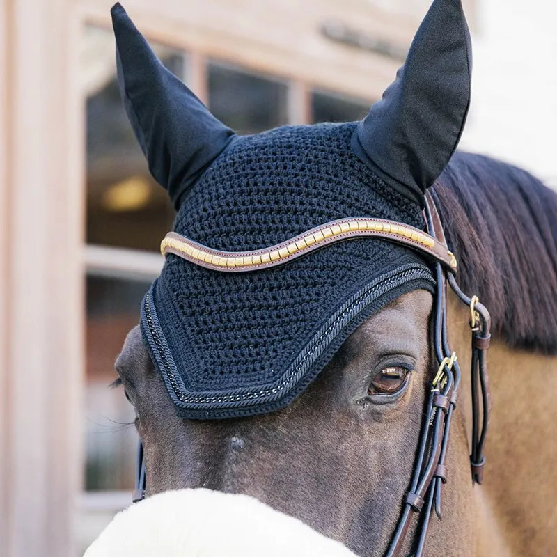 Kentucky Wellington Metal Chain Fly Bonnet - Black-4