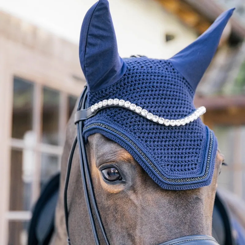 Kentucky Wellington Metal Chain Fly Bonnet - Navy-2
