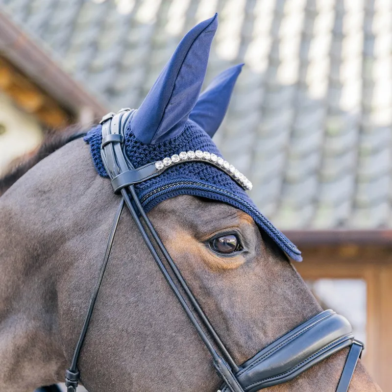Kentucky Wellington Metal Chain Fly Bonnet - Navy-3
