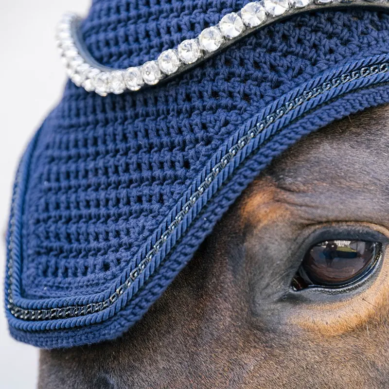 Kentucky Wellington Metal Chain Fly Bonnet - Navy-4