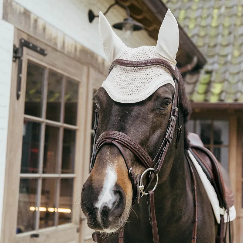 Kentucky Wellington Plaited Cord Fly Bonnet - Beige-1