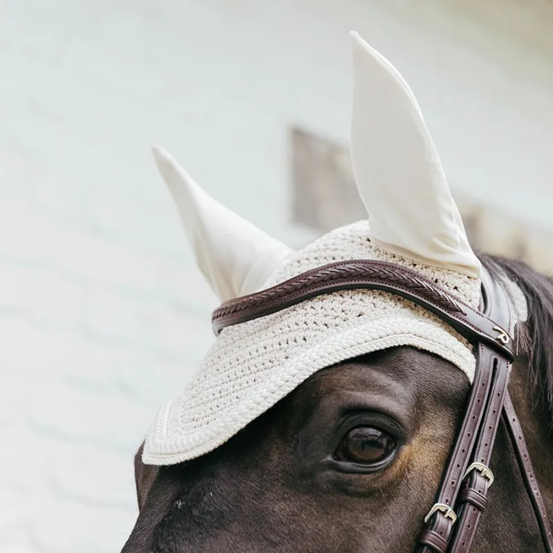 Kentucky Wellington Plaited Cord Fly Bonnet - Beige-2