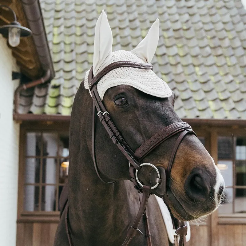 Kentucky Wellington Plaited Cord Fly Bonnet - Beige-3