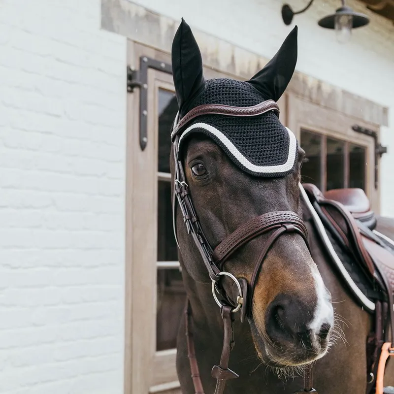 Kentucky Wellington Plaited Cord Fly Bonnet - Black-1