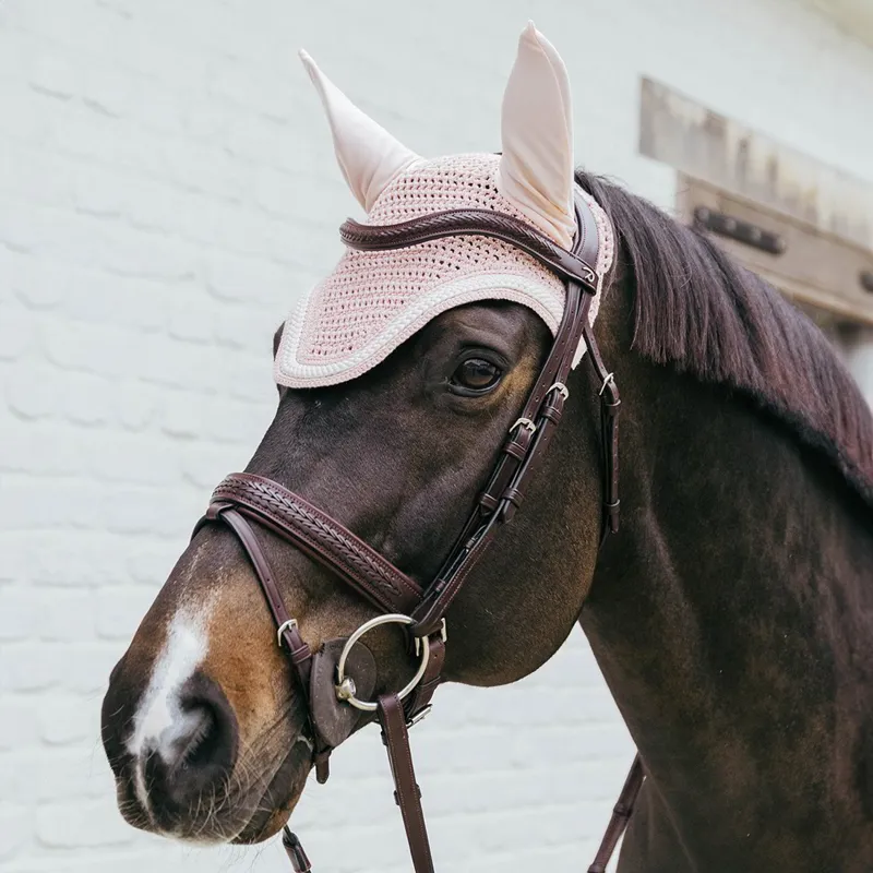 Kentucky Wellington Plaited Cord Fly Bonnet - Light Rose-1