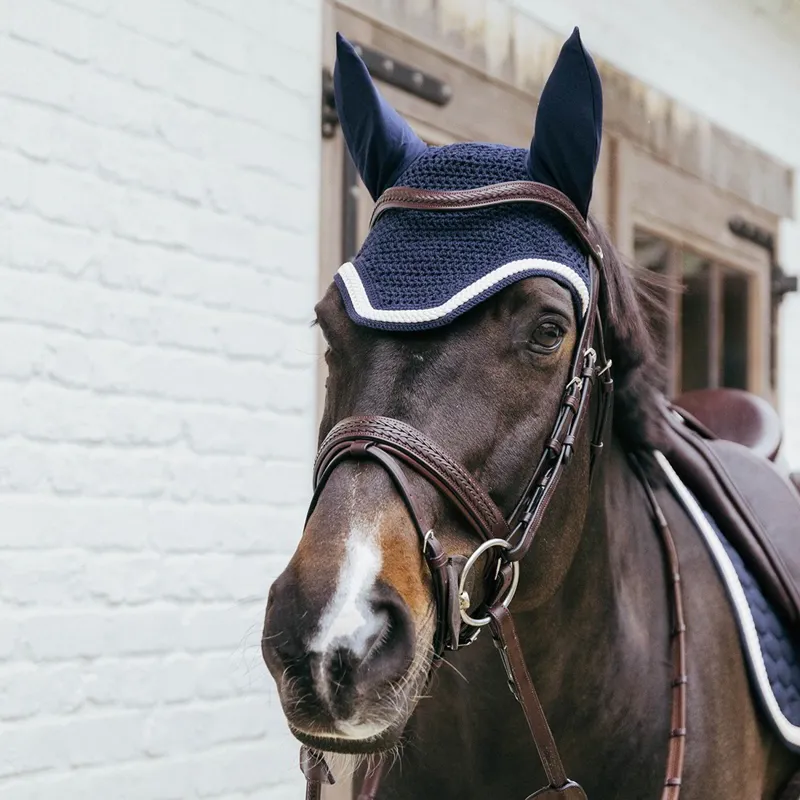 Kentucky Wellington Plaited Cord Fly Bonnet - Navy-1