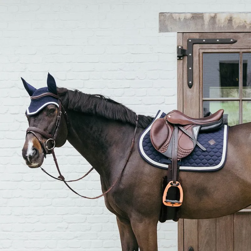 Kentucky Wellington Plaited Cord Fly Bonnet - Navy-2