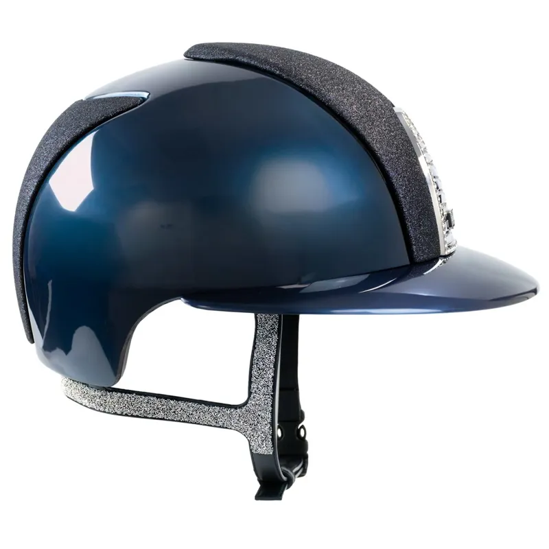 KEP Cromo 2.0 Polo Shine/Star Fabric Riding Helmet - Blue/Blue/Blue-3