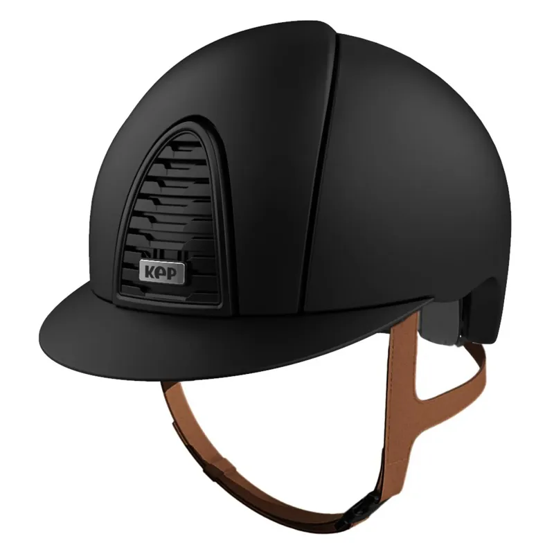 KEP Cromo 2.0 Standard Matte Riding Helmet - Black/Beige Strap